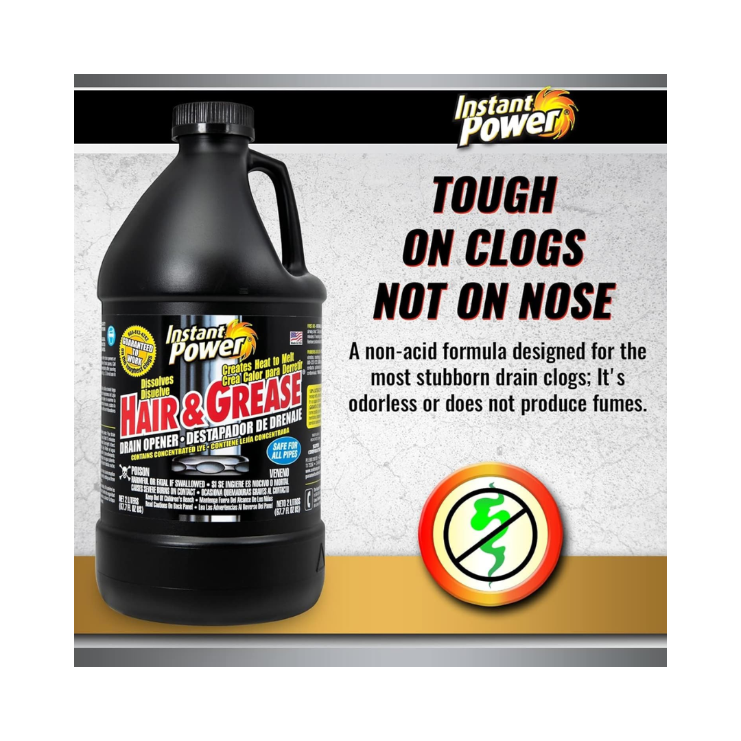 Instant Power® Hair & Grease Drain Opener – 2 Liters