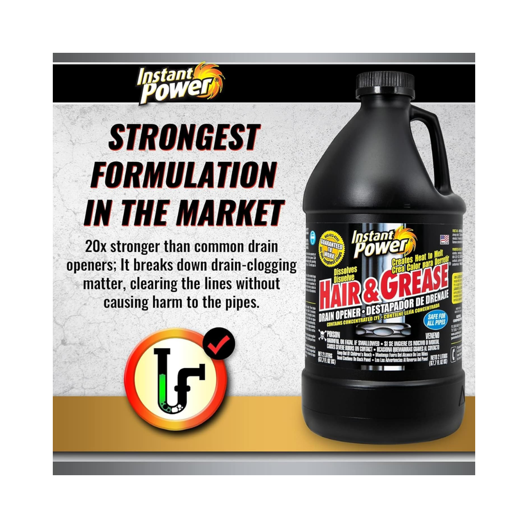Instant Power® Hair & Grease Drain Opener – 2 Liters
