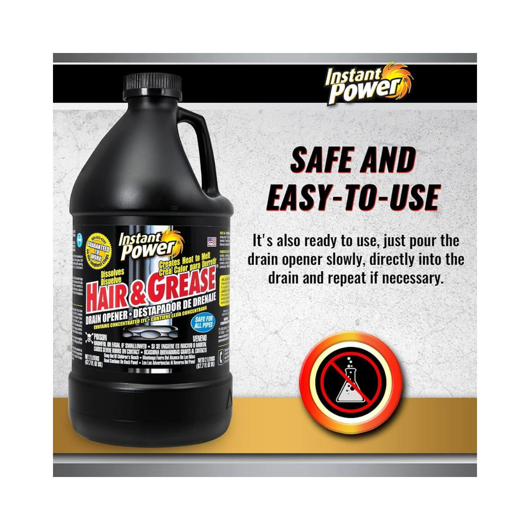 Instant Power® Hair & Grease Drain Opener – 2 Liters