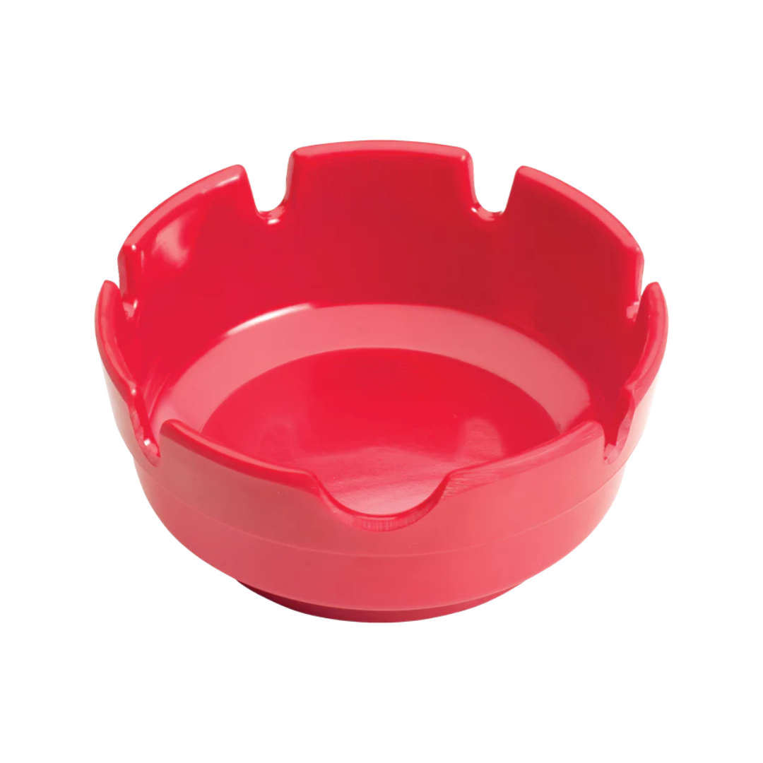 Winco® Stackable Ashtray – Melamine, 4", Black & Red, Heat Resistant