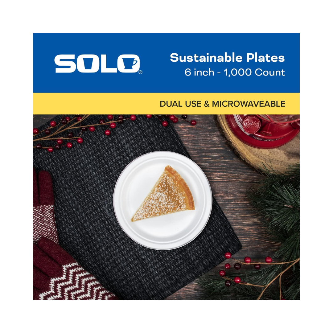 Bare® by Solo® Eco-Forward® Sugarcane Round Plate – 6", Ivory
