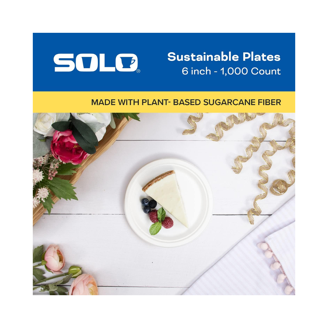 Bare® by Solo® Eco-Forward® Sugarcane Round Plate – 6", Ivory