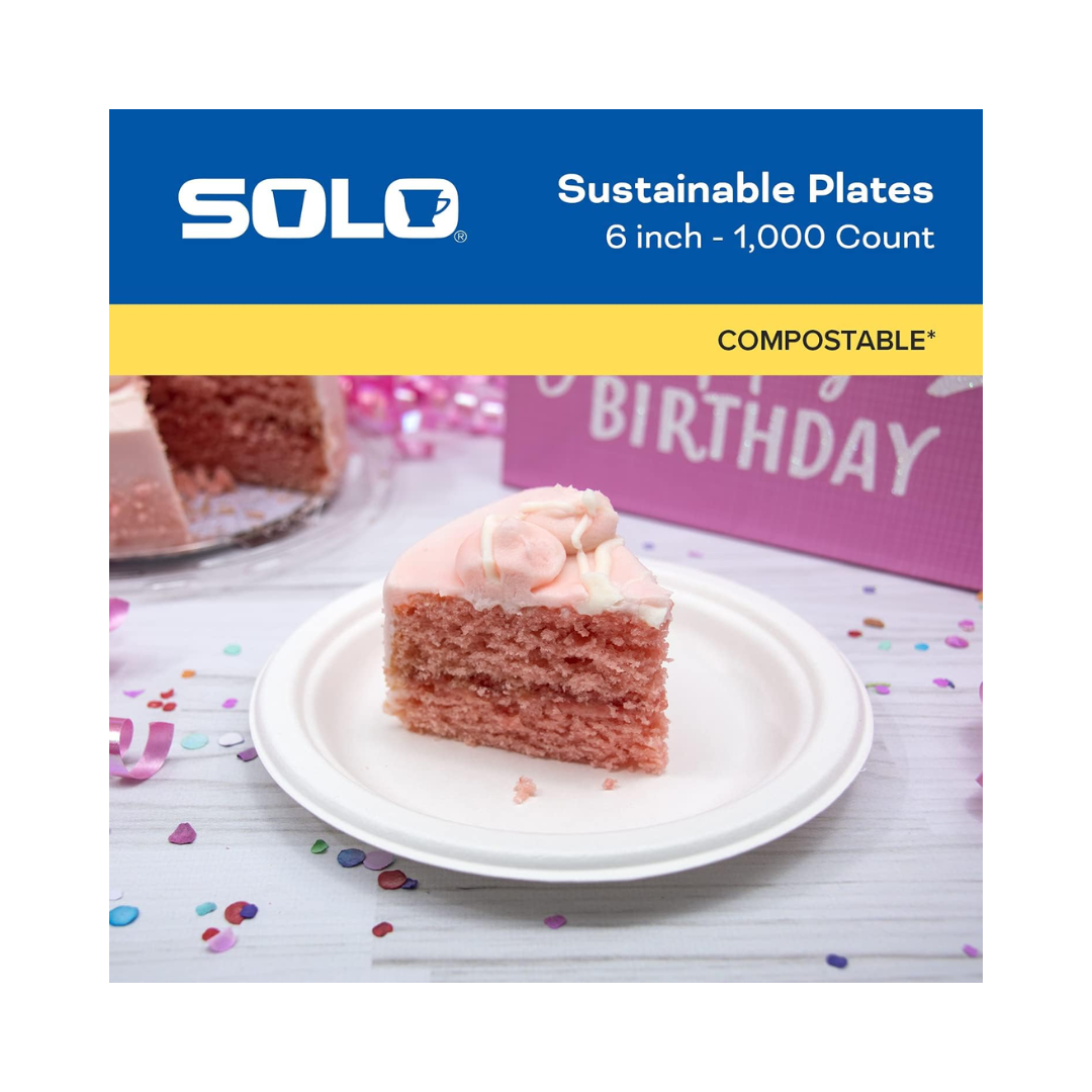 Bare® by Solo® Eco-Forward® Sugarcane Round Plate – 6", Ivory