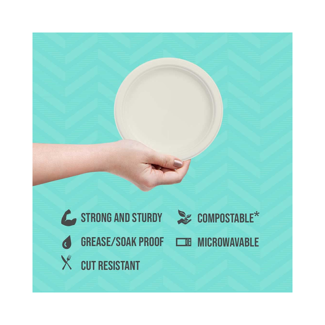 Bare® by Solo® Eco-Forward® Sugarcane Round Plate – 6", Ivory