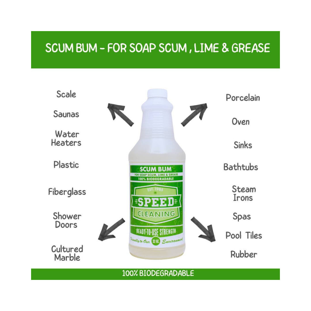 Speed Cleaning™ Scum Bum – 32 oz With Mixing Bottle, Soap Scum Remover