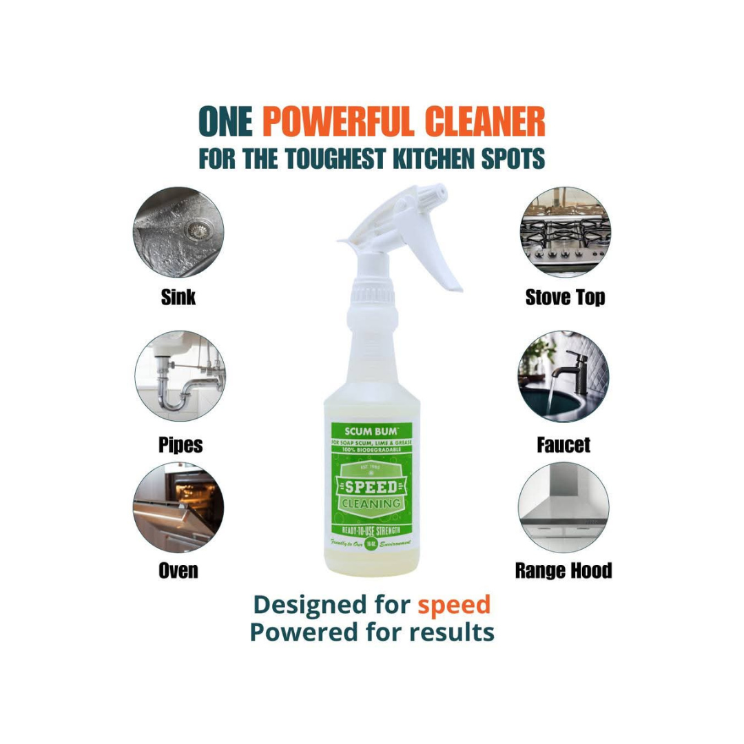 Speed Cleaning™ Scum Bum – 32 oz With Mixing Bottle, Soap Scum Remover