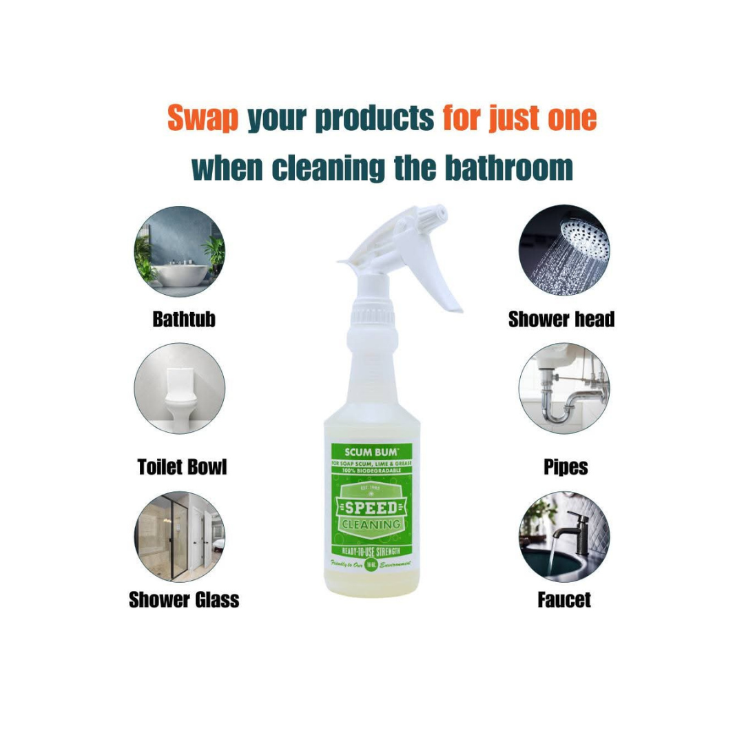 Speed Cleaning™ Scum Bum – 32 oz With Mixing Bottle, Soap Scum Remover