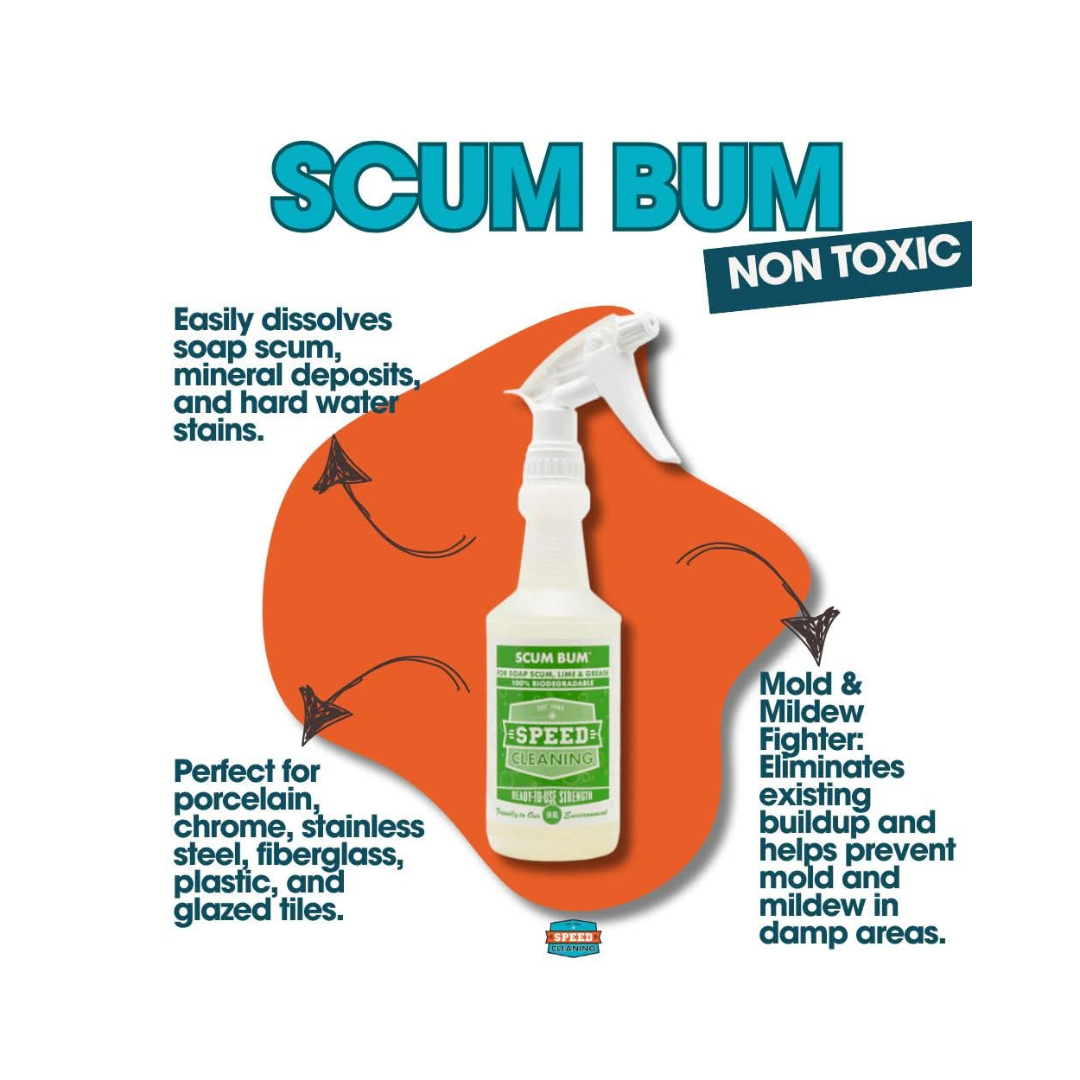 Speed Cleaning™ Scum Bum – 32 oz With Mixing Bottle, Soap Scum Remover