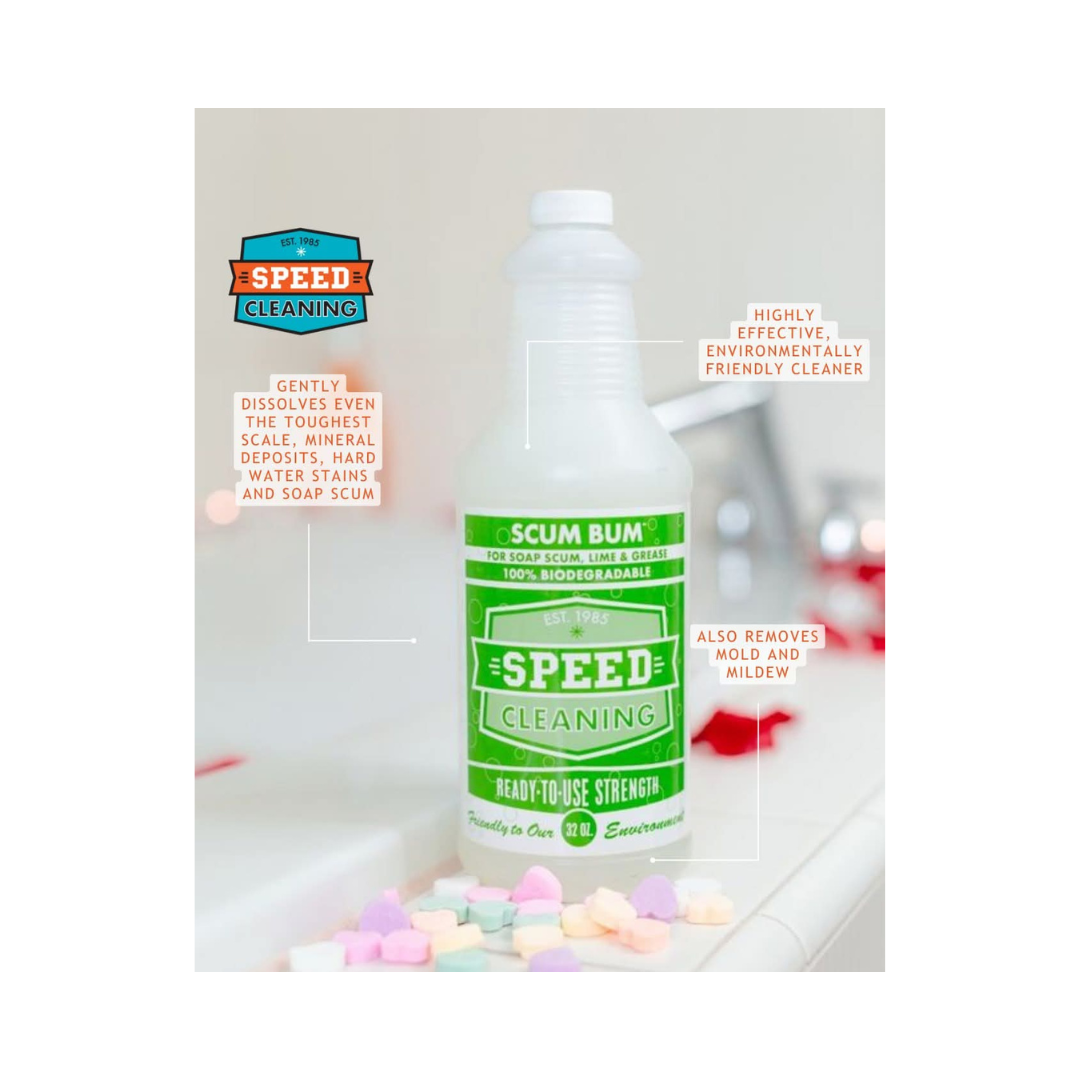 Speed Cleaning™ Scum Bum – 32 oz With Mixing Bottle, Soap Scum Remover