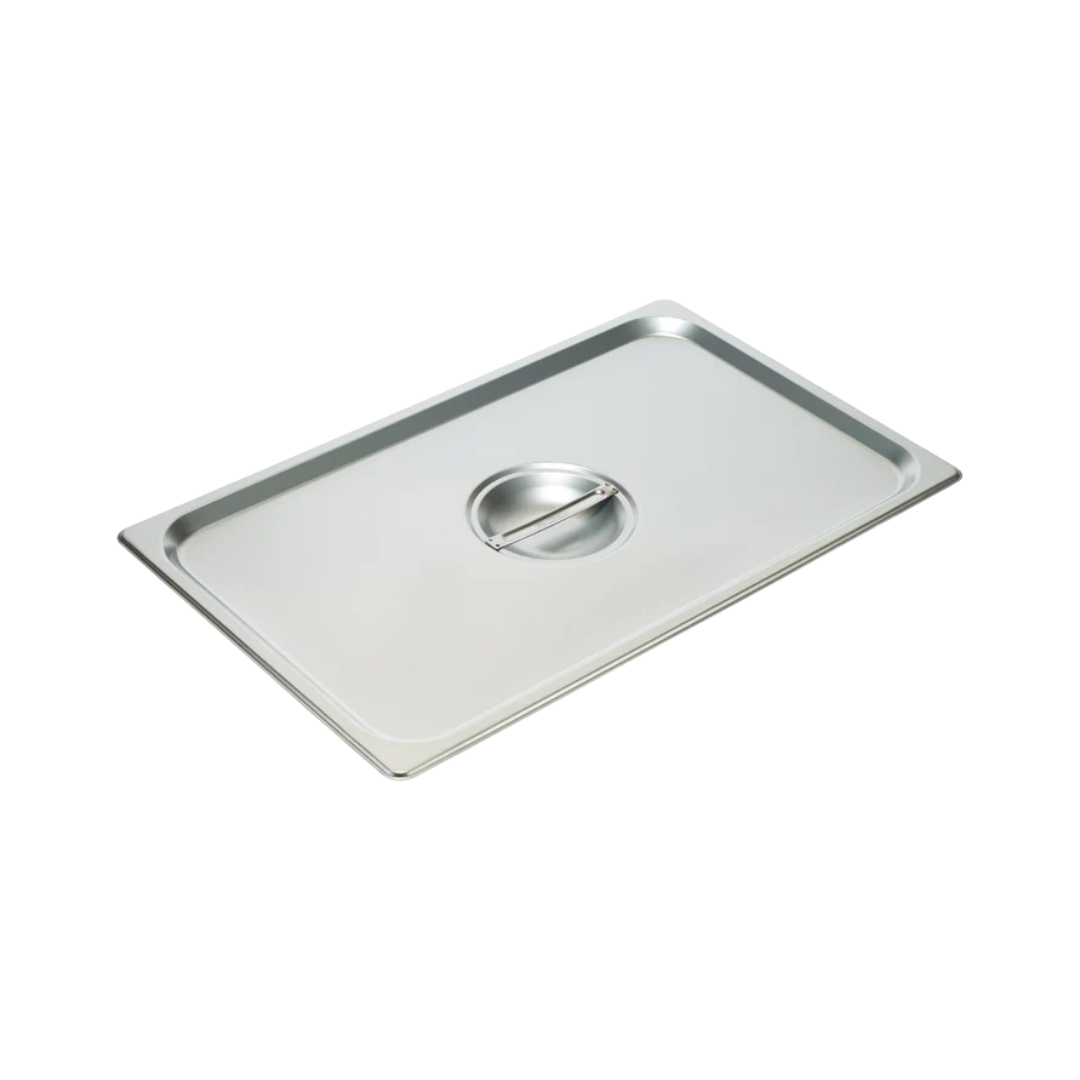 Winco® 18/8 Stainless Steel Flat Steam Pan Covers – Slotted & Solid, Multiple Sizes