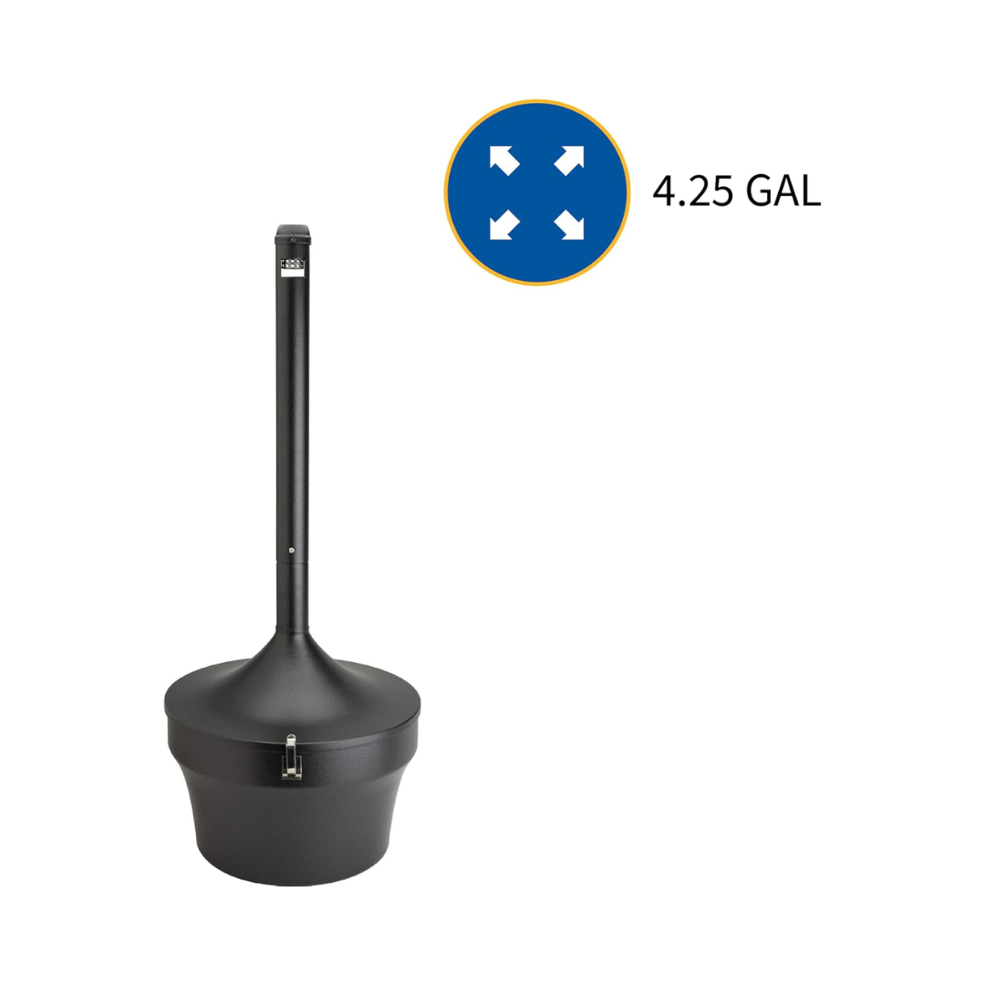 Rubbermaid® Aladdin Smokers' Station® Urn – Hammertone Charcoal, 16" Diameter x 38.75" Height