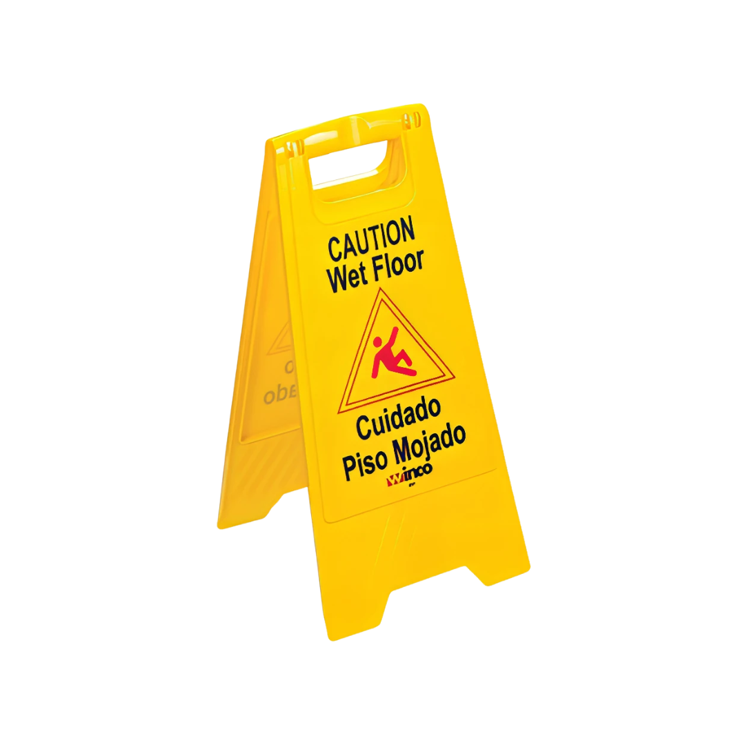 Winco® Yellow "Wet Floor Caution" Sign – 25" x 12"