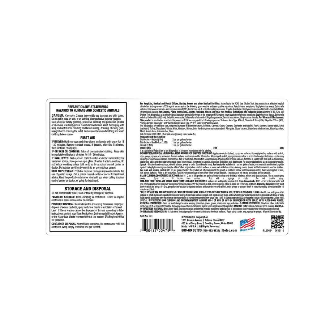 Betco® AF79 Concentrate Acid Free Bathroom Disinfectant – 2 L FastDraw®