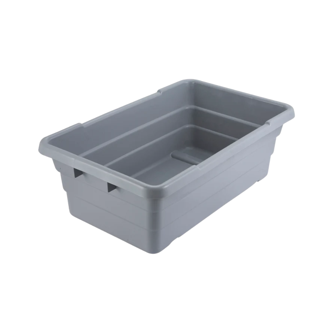 Winco® Gray Nesting Lug Box – Heavy-Duty Polypropylene, 24 1/2" x 15 3/4" x 9"