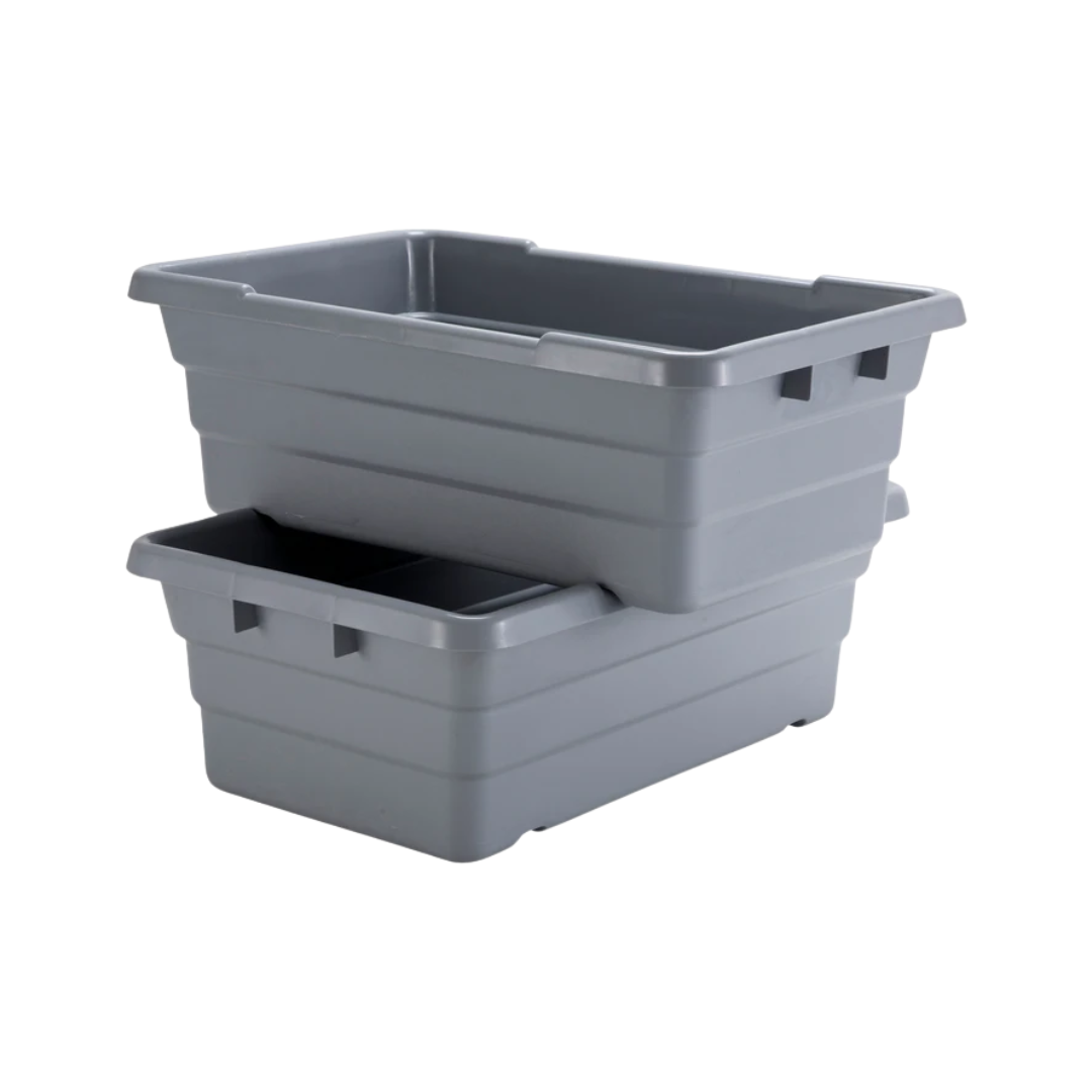 Winco® Gray Nesting Lug Box – Heavy-Duty Polypropylene, 24 1/2" x 15 3/4" x 9"