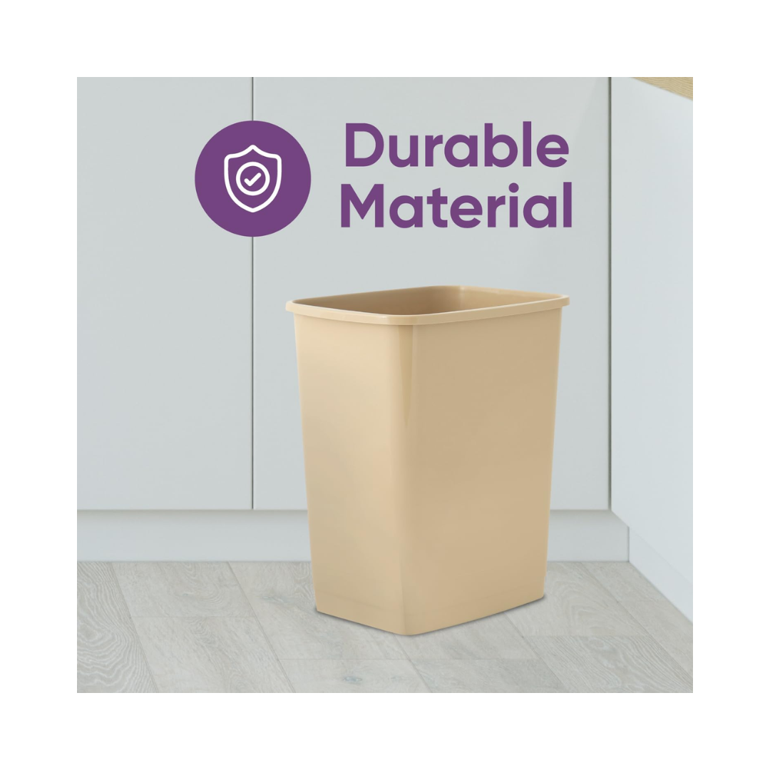 Continental® UL Classified Rectangular Wastebaskets – Fire-Resistant, Sand, 14 Qt & 27 5/8 Qt