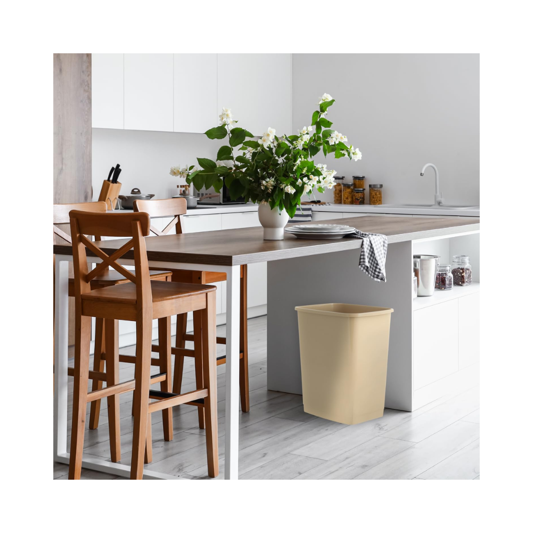 Continental® UL Classified Rectangular Wastebaskets – Fire-Resistant, Sand, 14 Qt & 27 5/8 Qt