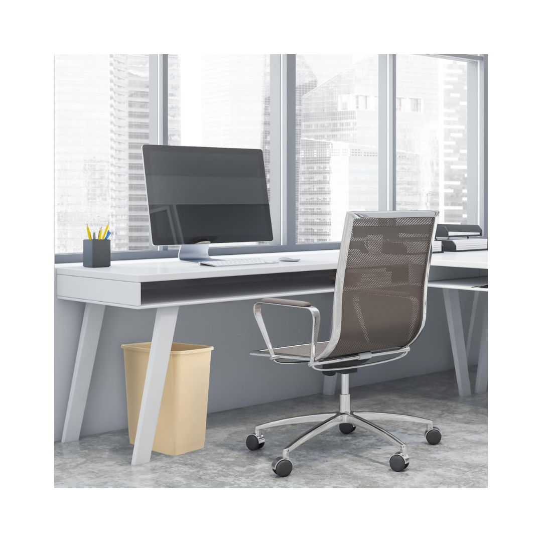 Continental® UL Classified Rectangular Wastebaskets – Fire-Resistant, Sand, 14 Qt & 27 5/8 Qt