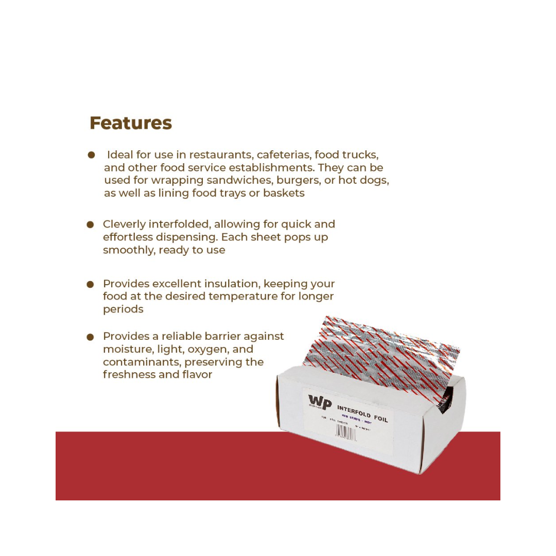 Western Plastics® Interfolded Foil Sheets – 9" x 10 3/4", Red Stripe