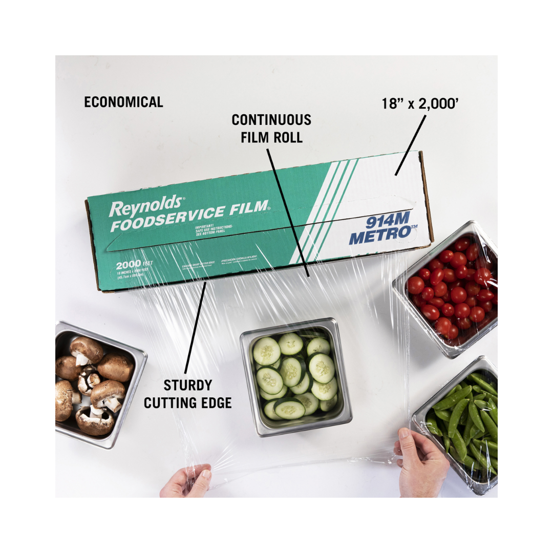 Reynolds® Metro™ Foodservice Plastic Film Wrap – 18" & 24" x 2000'