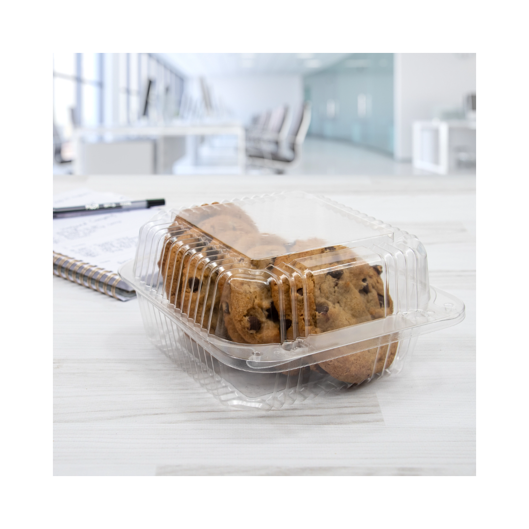 Dart® StayLock® OPS Hinged Lid Containers – Clear OPS, 6", 7" x 6", 9" x 5"