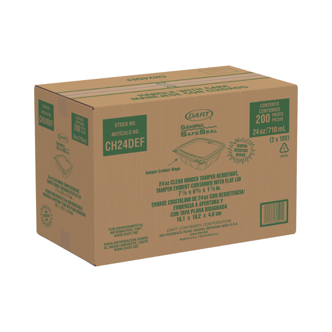 Dart® ClearPac® SafeSeal™ Tamper-Evident Containers – 6 oz to 32 oz, Flat Lid