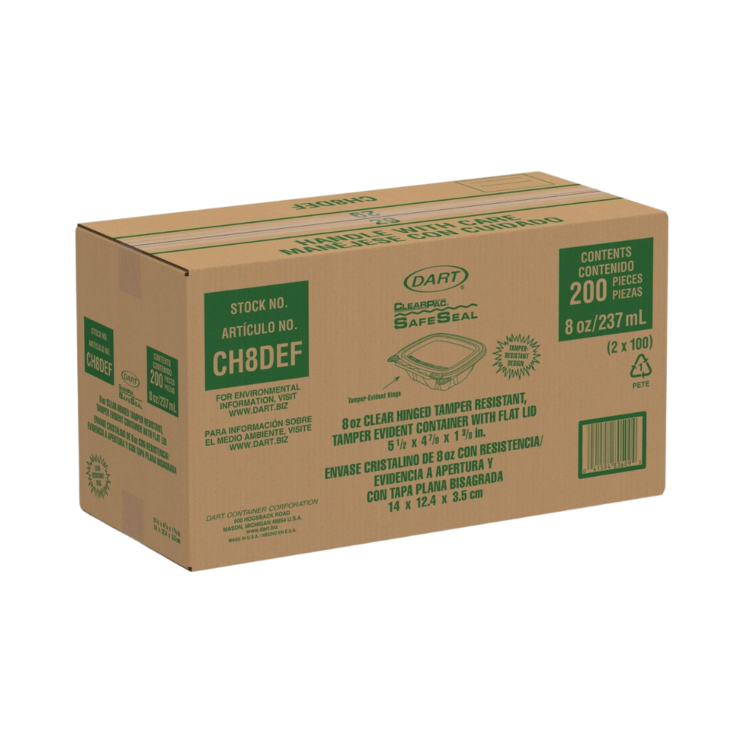 Dart® ClearPac® SafeSeal™ Tamper-Evident Containers – 6 oz to 32 oz, Flat Lid