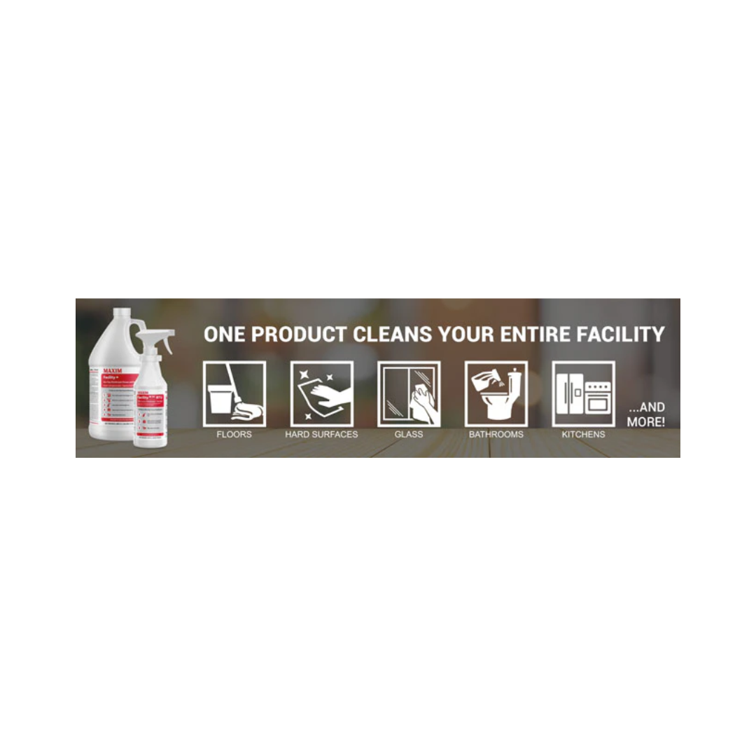 Maxim® Facility+ Disinfectant, Cleaner & Deodorant – 1 Gallon with Mixing Bottle