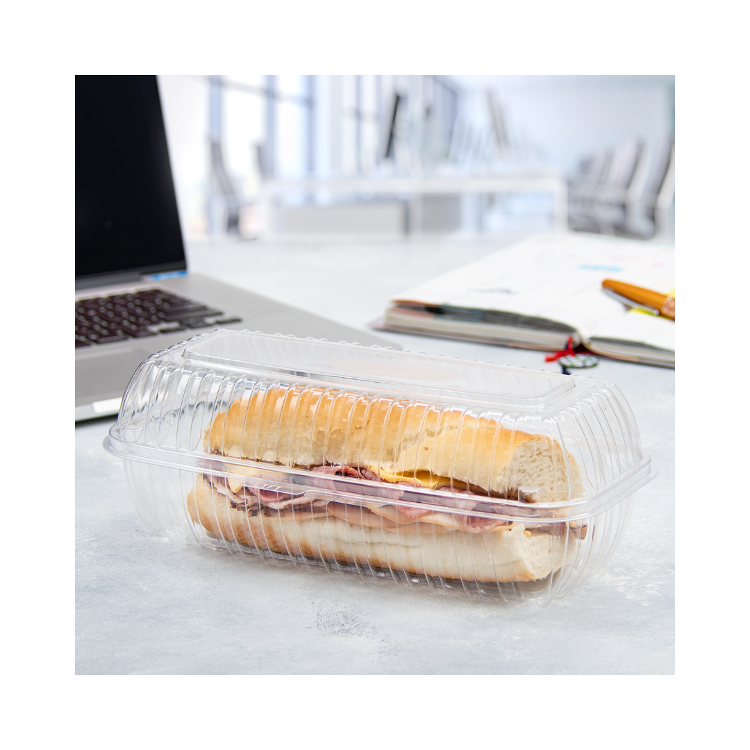 Dart® ClearSeal® OPS Hinged Lid Hoagie Container – 9" x 5", Clear