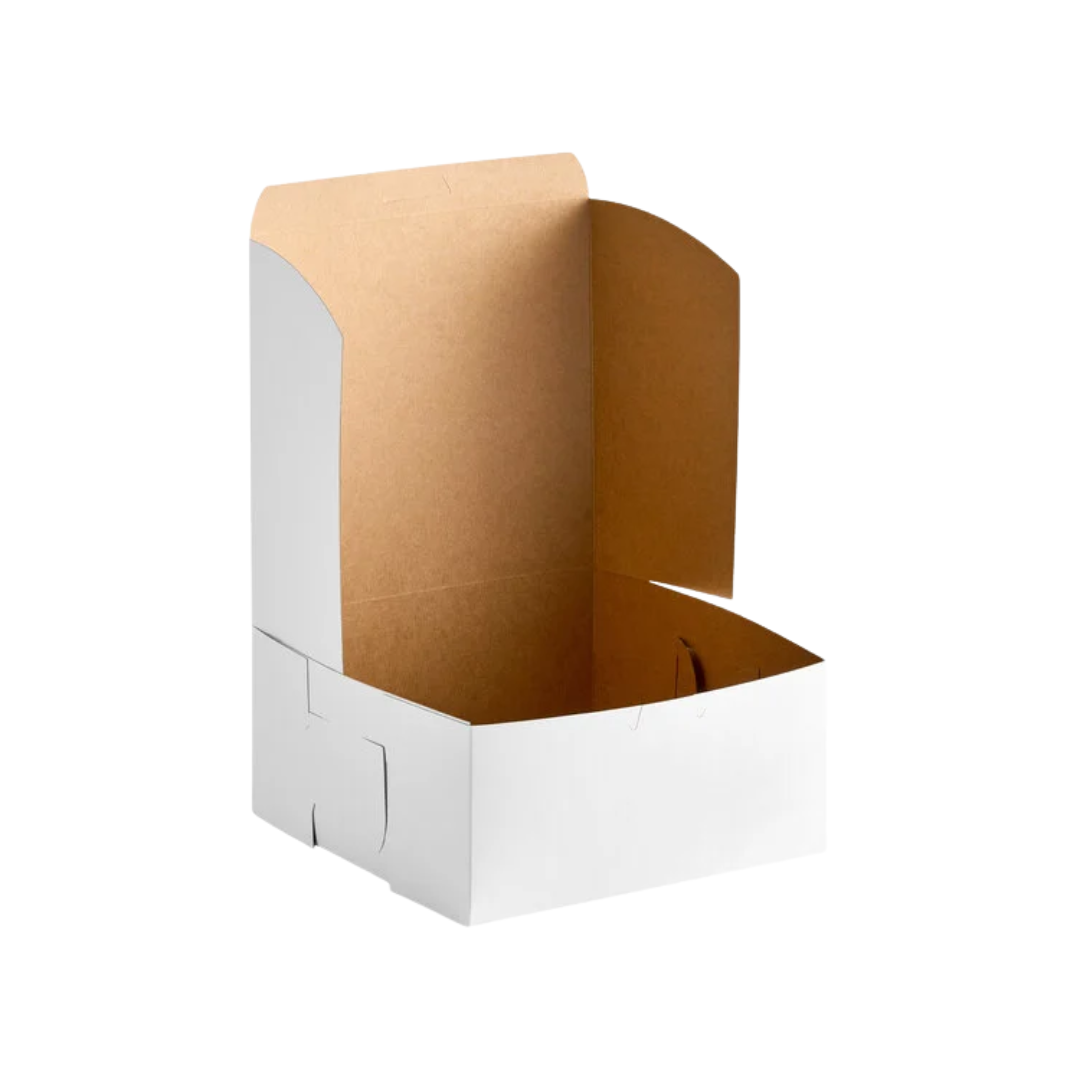 Southern Champion® Non-Window White Bakery Boxes – Lock Corner, Tuck-Top, Clay-Coated Kraft