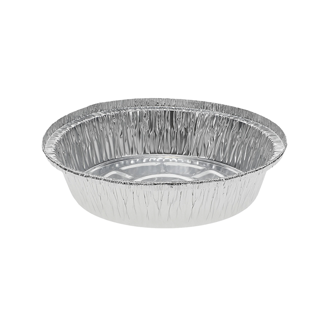 Pactiv 7" Round Foil Container – 1 1/2 lb, 24 oz Capacity, Hemmed Edge