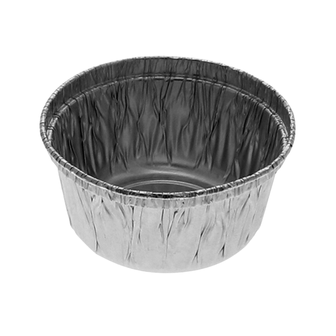 Pactiv Round Aluminum Utility Cup – 4 oz, Hemmed Edge, Ovenable