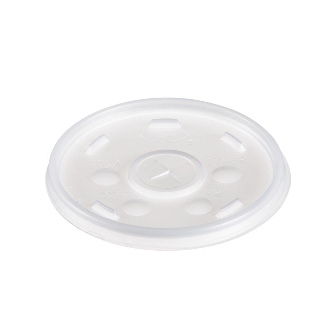 Dart® HIPS Straw-Slotted Lid For 6–12 oz. Foam Cups – Translucent