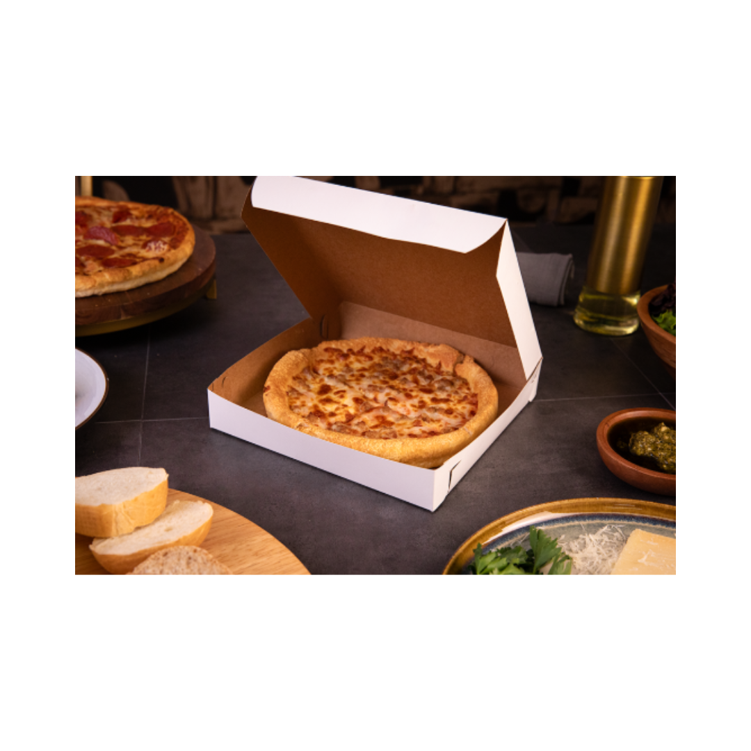 Southern Champion® White Pizza Box – 8" x 8" x 1 1/2", Lock Corner