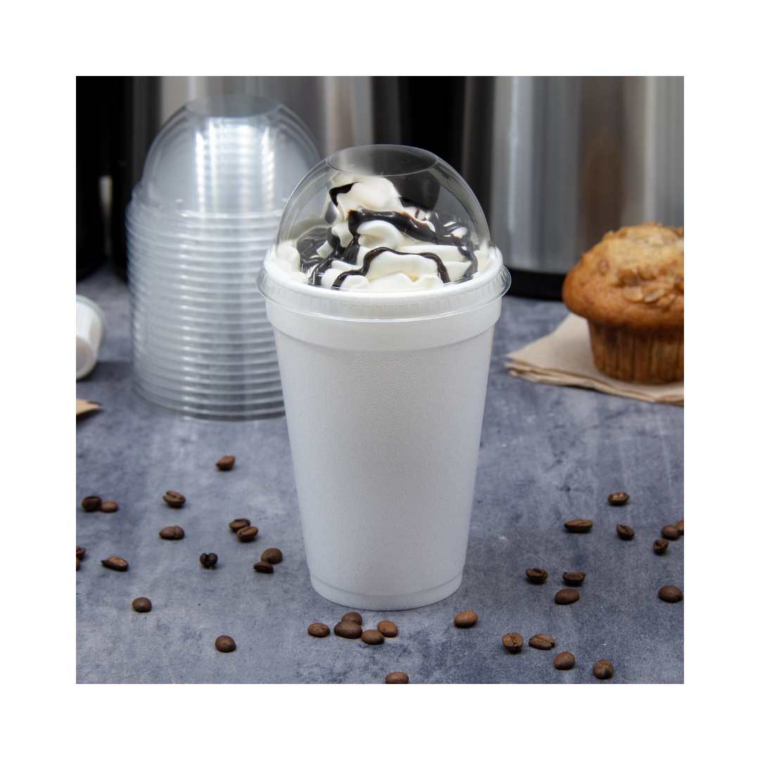 Dart® 12–24 oz. OPS Plastic Dome Lid w/No Hole – Clear