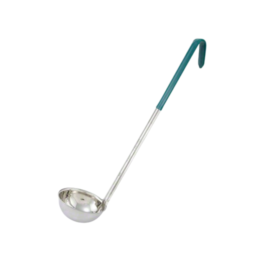 Winco® One-Piece Stainless Steel Ladles – Color-Coded Handles, 2 oz & 4 oz