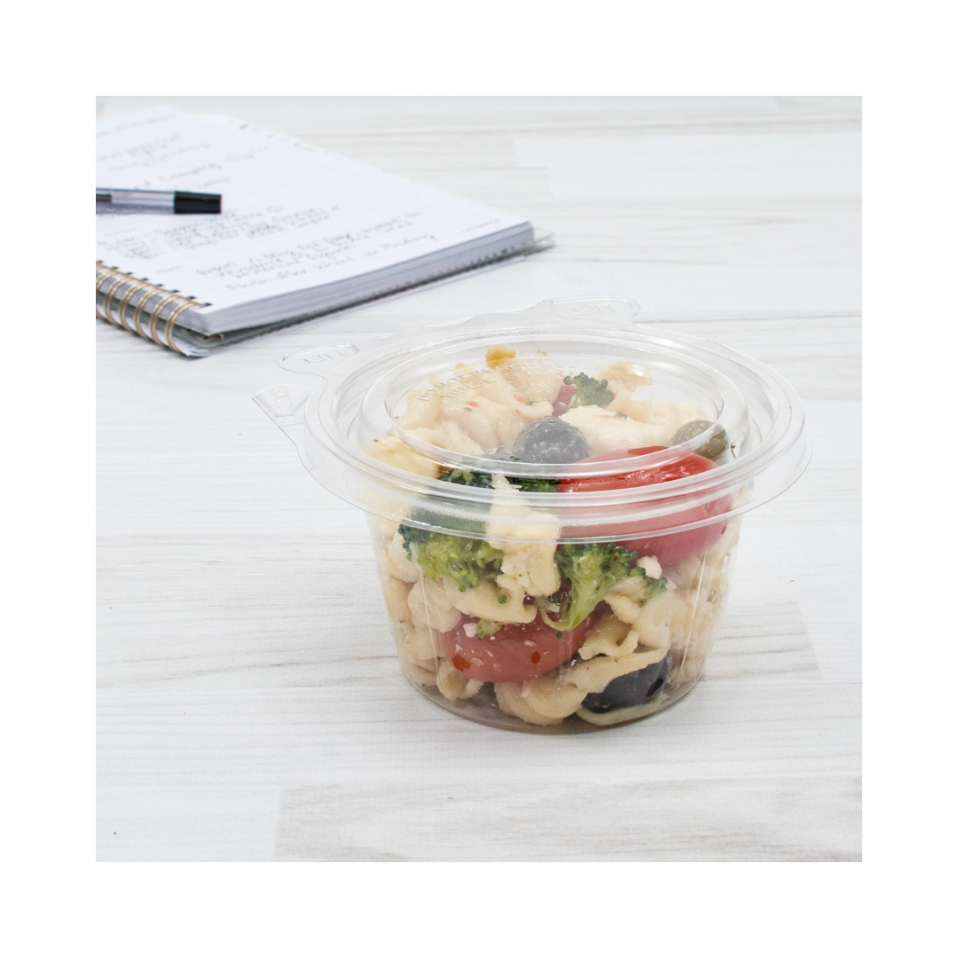 Dart® SafeSeal™ Tamper Resistant Snack Cup w/Flat Lid – 8 oz, Clear