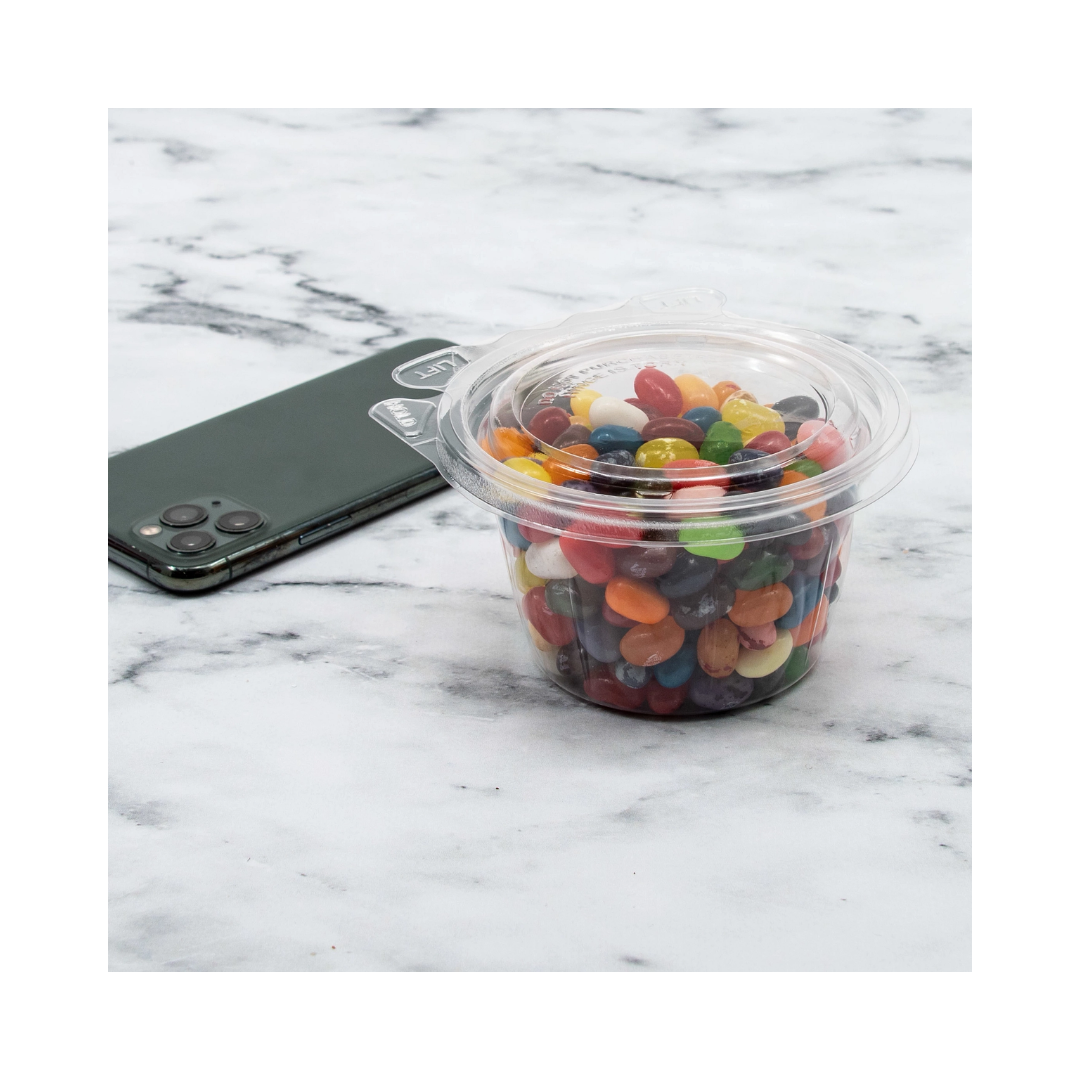 Dart® SafeSeal™ Tamper Resistant Snack Cup w/Flat Lid – 8 oz, Clear
