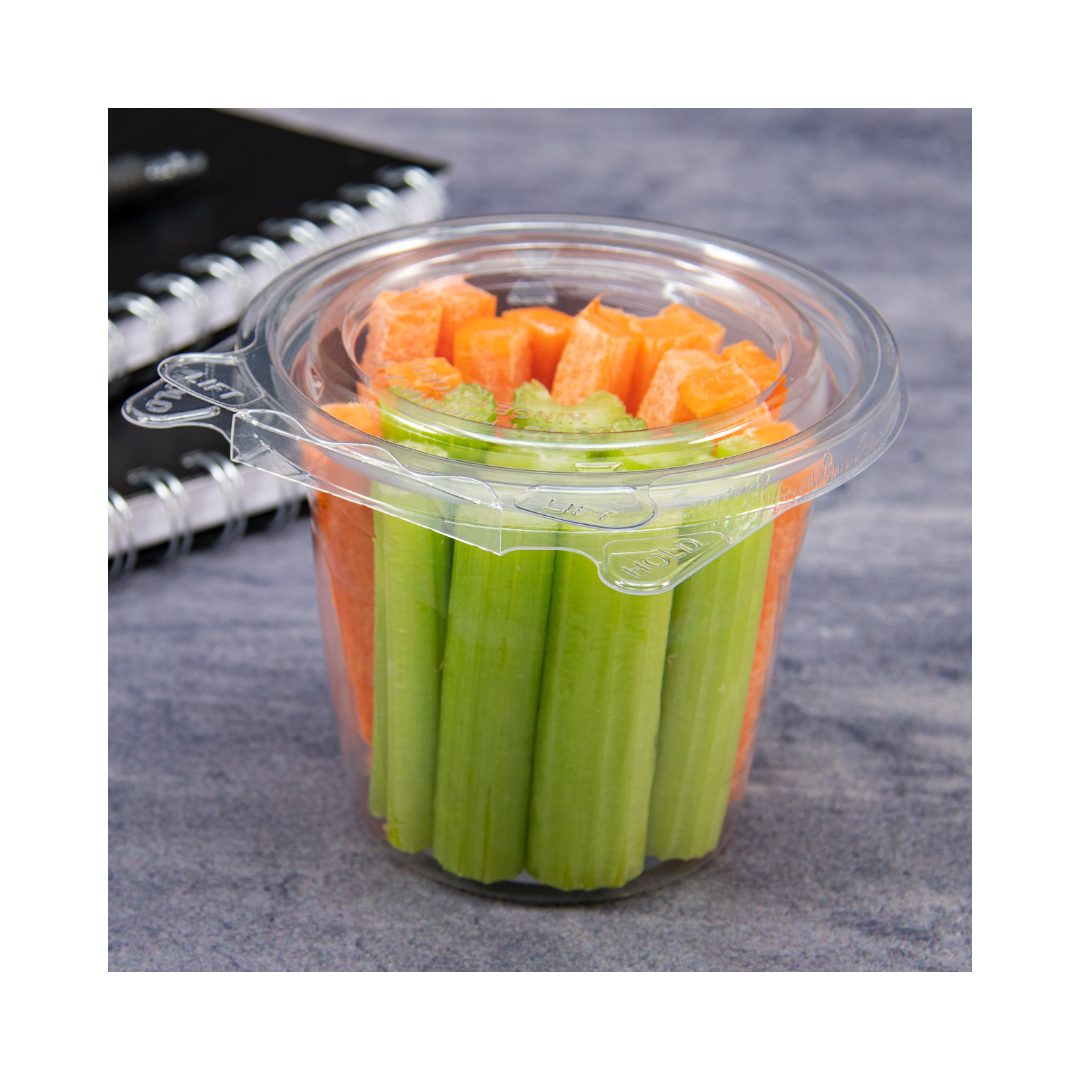 Dart® SafeSeal™ Tamper Resistant Snack Cup w/Flat Lid – 12 oz, Clear