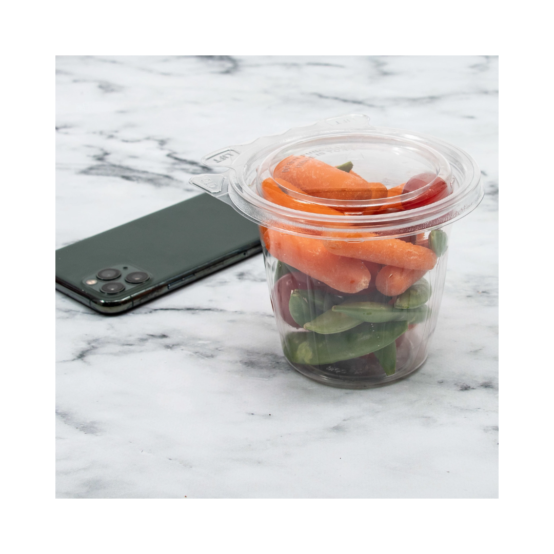Dart® SafeSeal™ Tamper Resistant Snack Cup w/Flat Lid – 12 oz, Clear