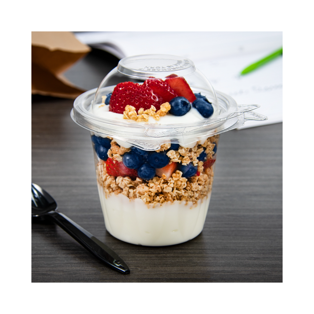 Dart® SafeSeal™ Tamper Resistant Snack Cup w/Dome Lid – 12 oz, Clear