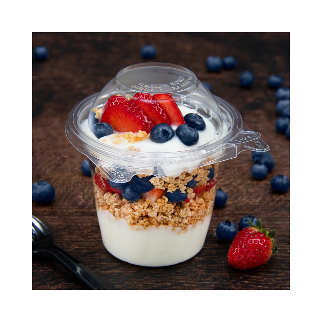 Dart® SafeSeal™ Tamper Resistant Snack Cup w/Dome Lid – 12 oz, Clear