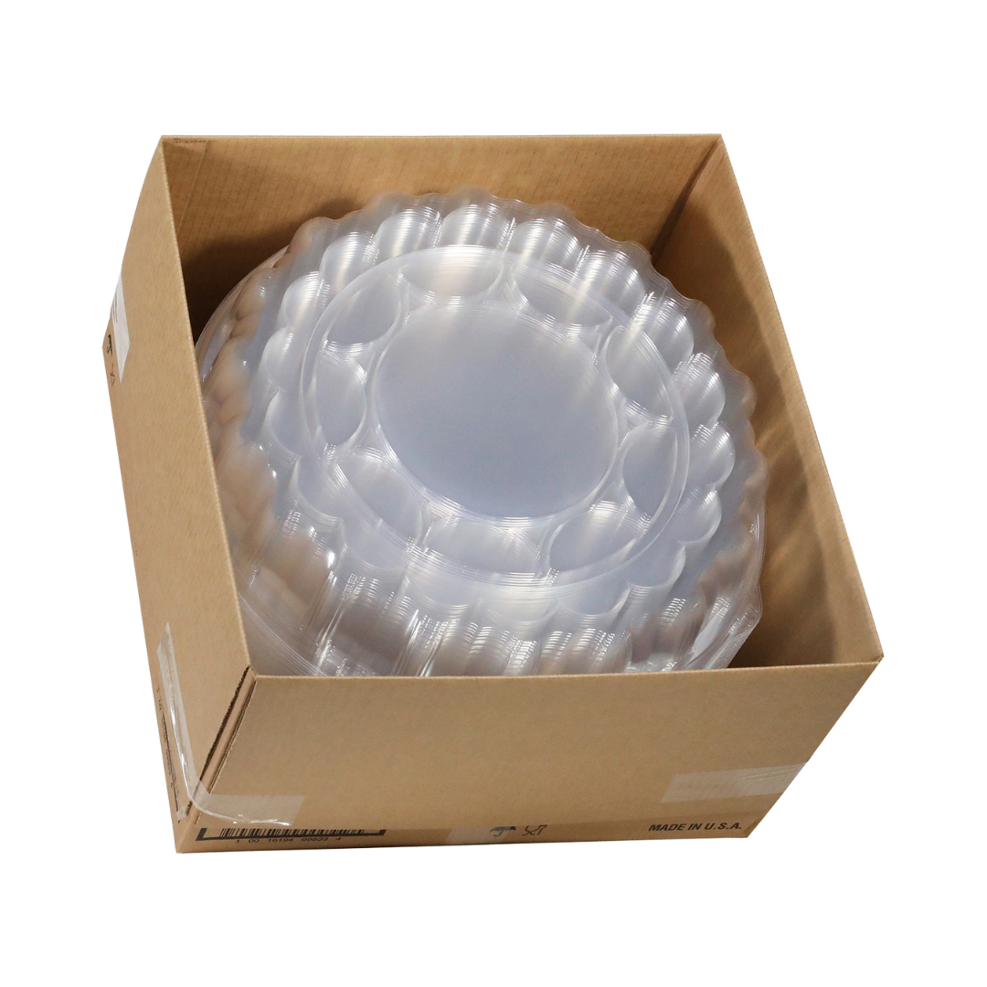 Pactiv SmartLock® Caterware® Flat Trays & Dome Lids – Black & Clear, 12", 16" & 18"