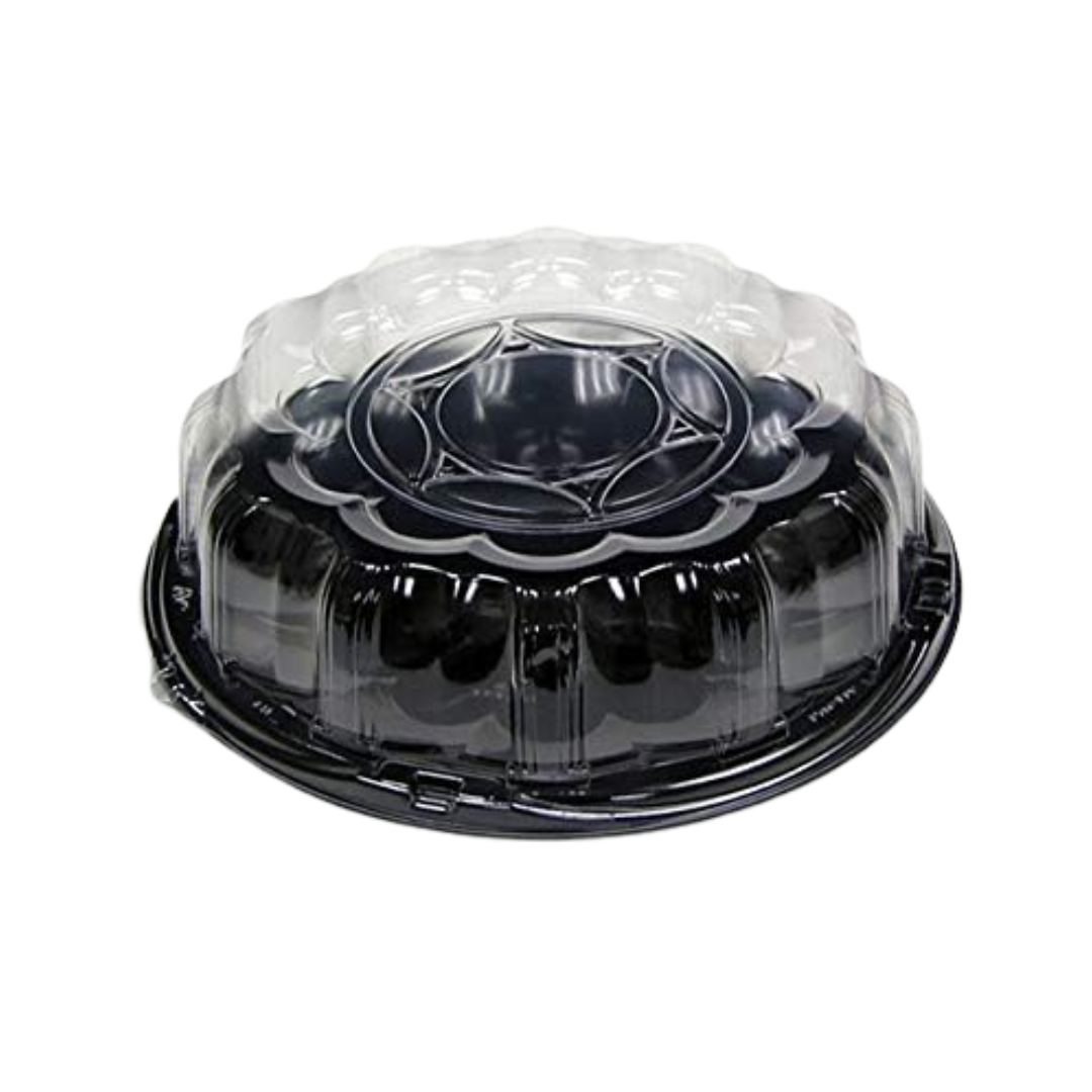 Pactiv SmartLock® Caterware® Flat Trays & Dome Lids – Black & Clear, 12", 16" & 18"