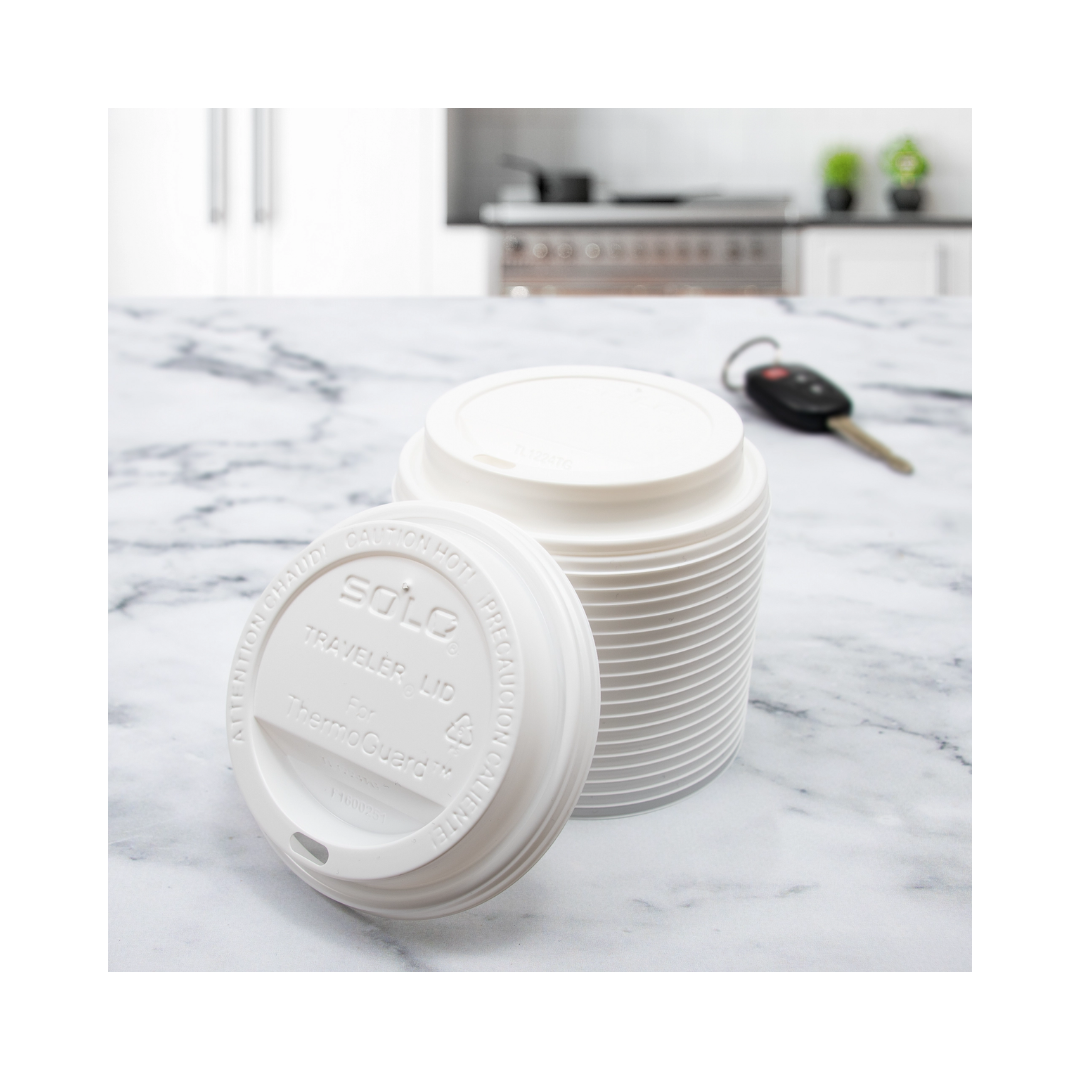 Solo® Traveler® Lid For 12–24 oz. ThermoGuard™ Hot Cups – White