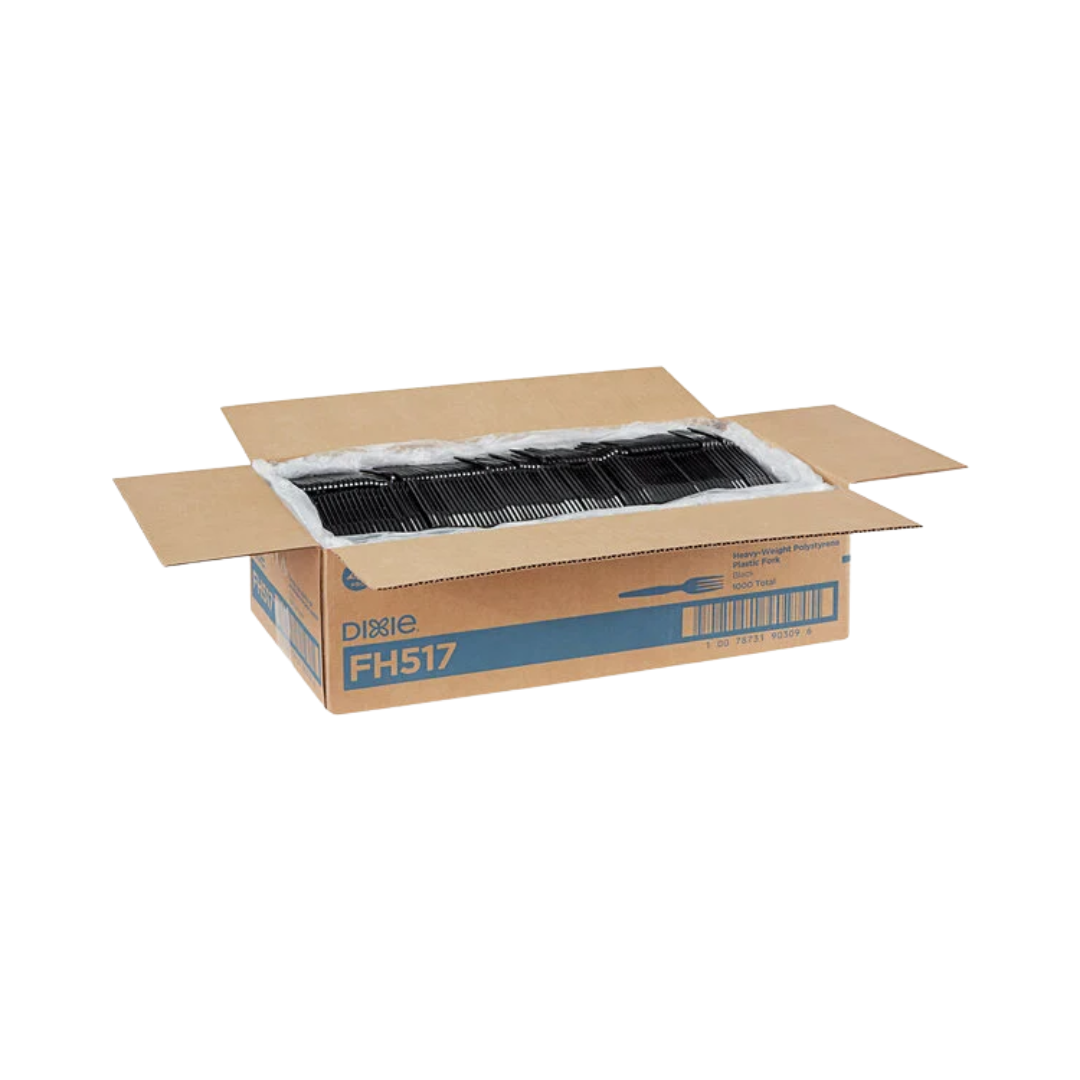 Dixie® Heavyweight Polystyrene Fork – Black, 7 1/8"