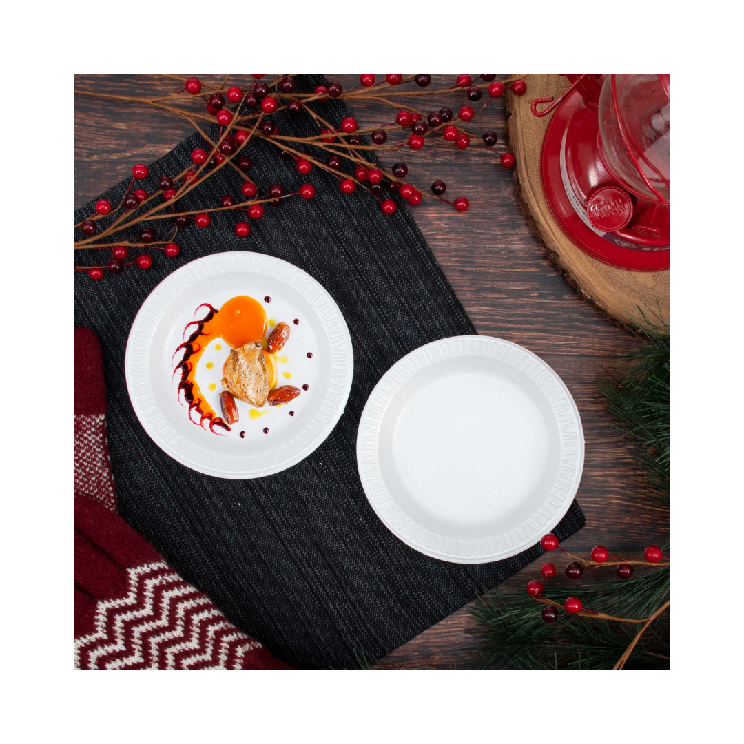 Dart® Concorde® XPS Non-Laminated Foam Plates – White, 6" to 10¼", Standard & 3-Compartment