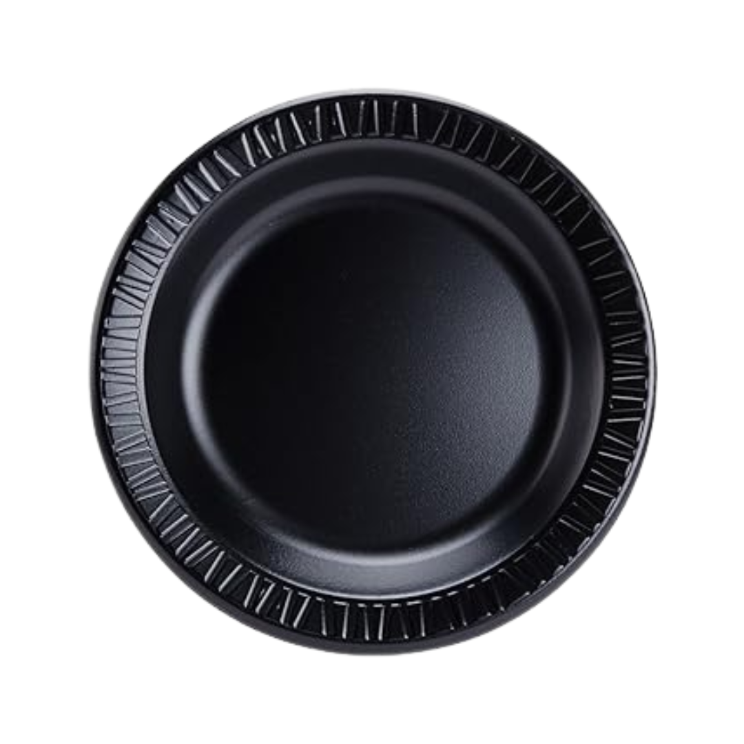 Dart® Quiet Classic® Laminated Foam Dinnerware – Black, 6" to 10¼", Plates & Platters
