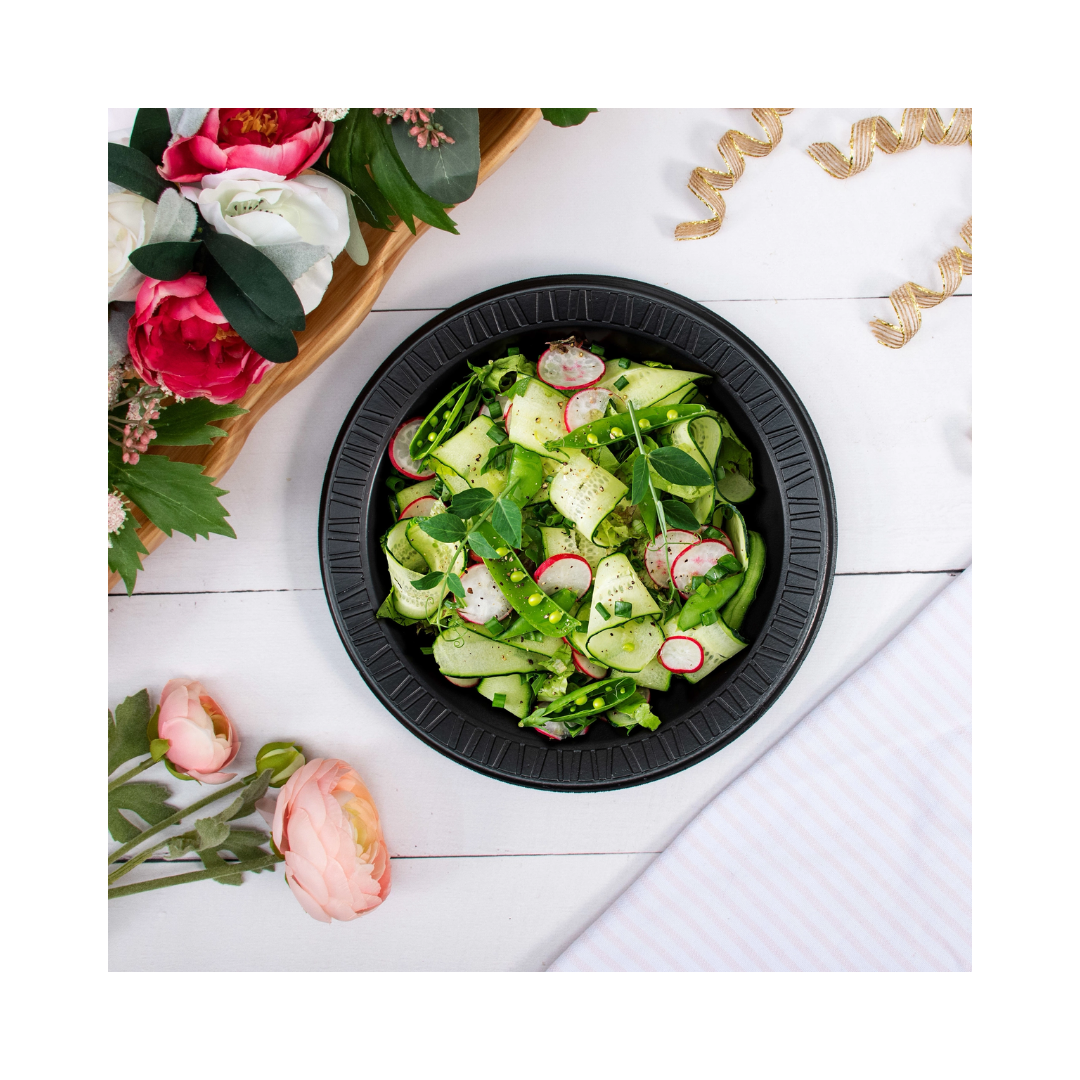 Dart® Quiet Classic® Laminated Foam Dinnerware – Black, 6" to 10¼", Plates & Platters
