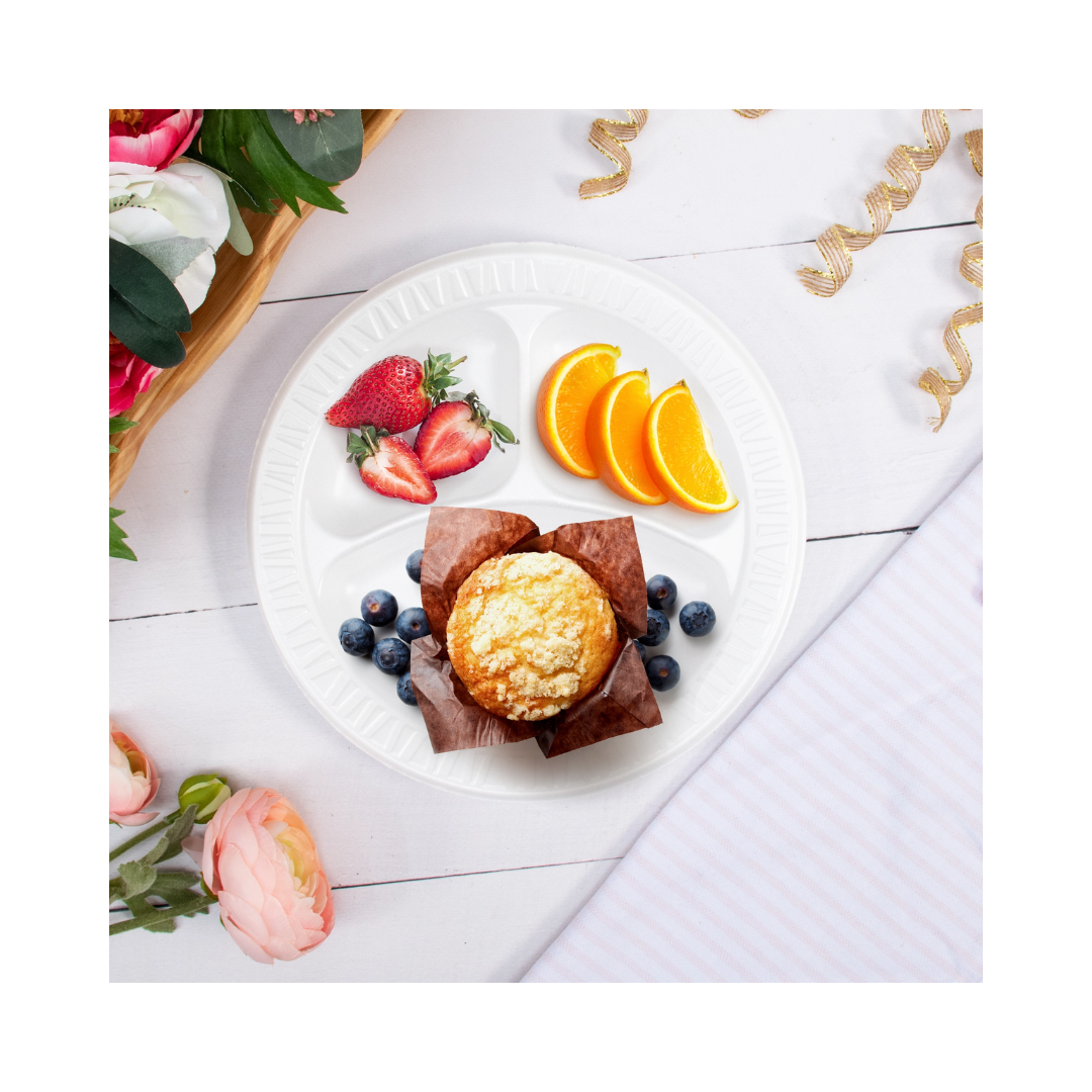 Dart® Quiet Classic® Laminated Foam Plates – White, 6" to 10¼", Standard & 3-Compartment